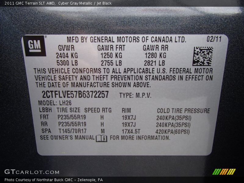 Cyber Gray Metallic / Jet Black 2011 GMC Terrain SLT AWD