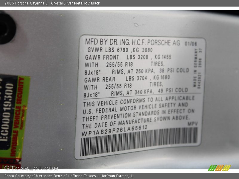 Crystal Silver Metallic / Black 2006 Porsche Cayenne S