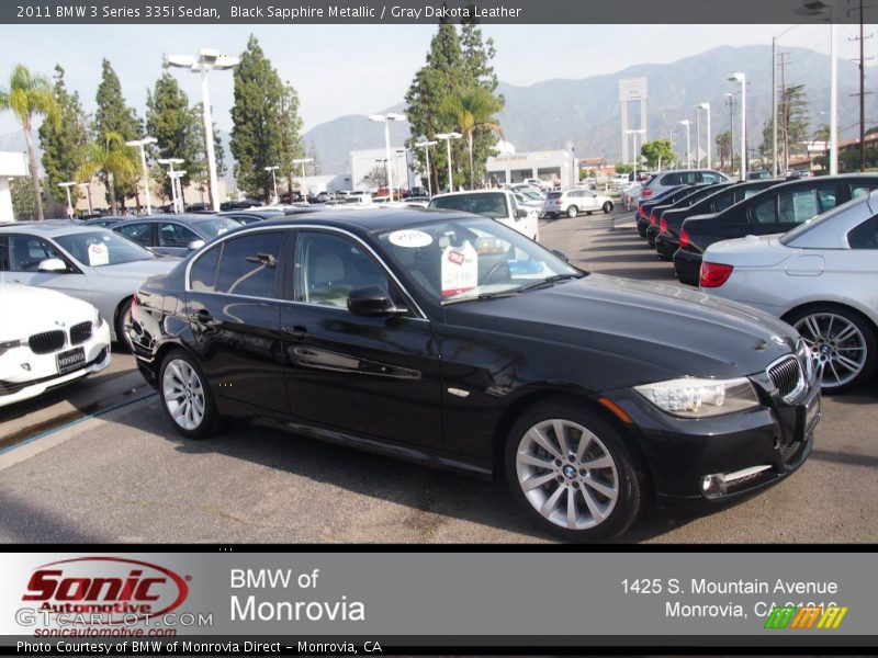Black Sapphire Metallic / Gray Dakota Leather 2011 BMW 3 Series 335i Sedan