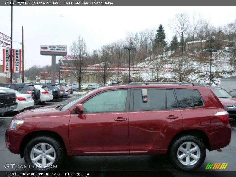 Salsa Red Pearl / Sand Beige 2010 Toyota Highlander SE 4WD