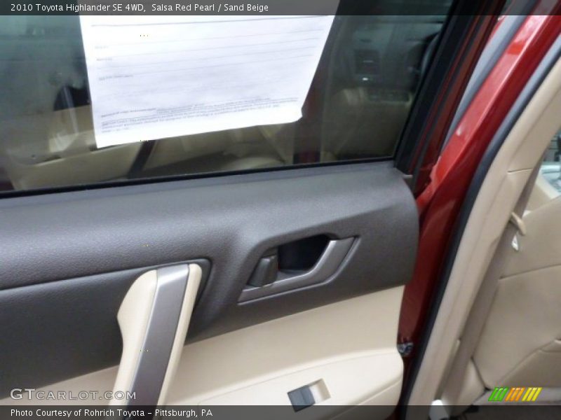 Salsa Red Pearl / Sand Beige 2010 Toyota Highlander SE 4WD