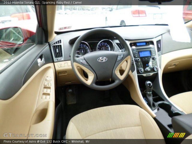 Sparkling Ruby Red / Camel 2012 Hyundai Sonata GLS
