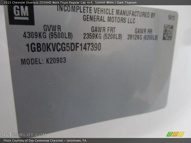 Summit White / Dark Titanium 2013 Chevrolet Silverado 2500HD Work Truck Regular Cab 4x4