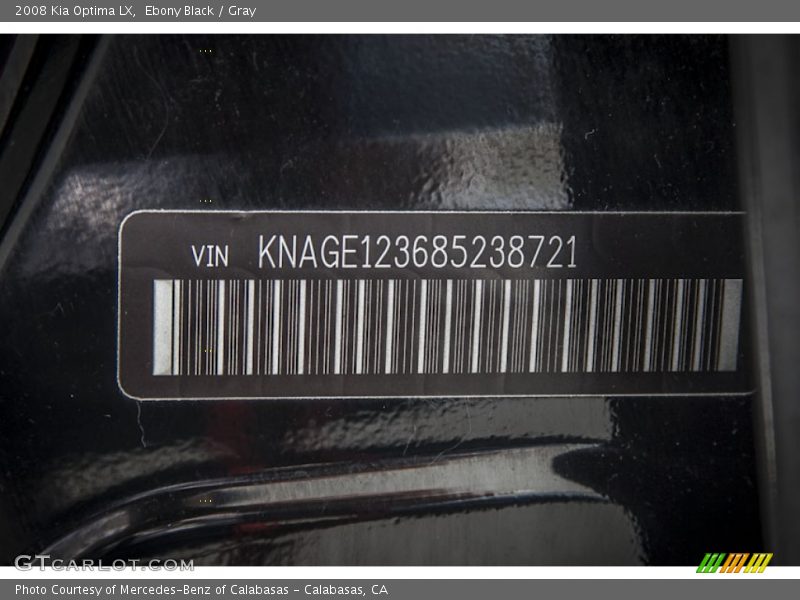 Ebony Black / Gray 2008 Kia Optima LX