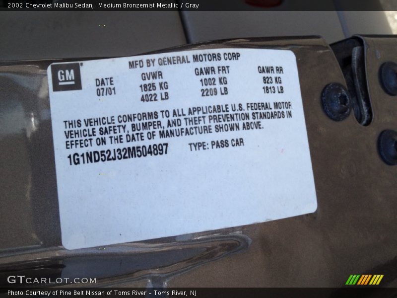 Medium Bronzemist Metallic / Gray 2002 Chevrolet Malibu Sedan