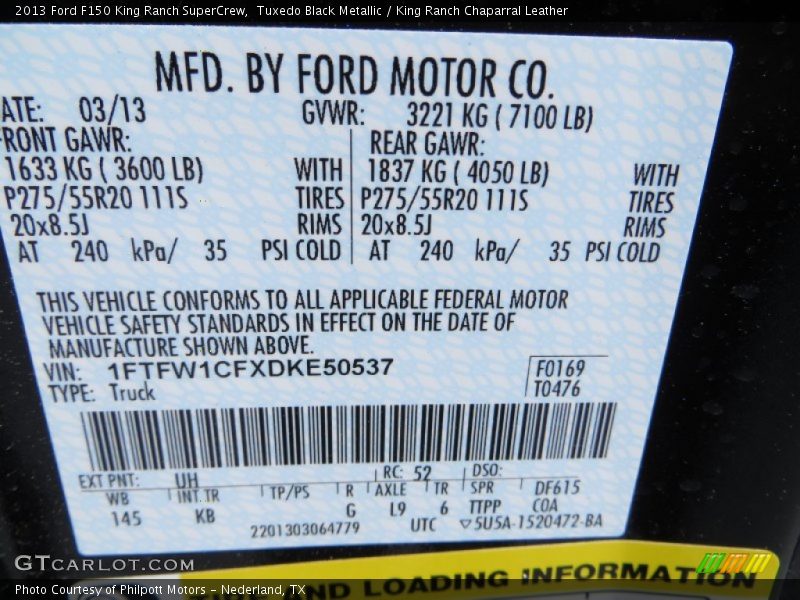 Tuxedo Black Metallic / King Ranch Chaparral Leather 2013 Ford F150 King Ranch SuperCrew