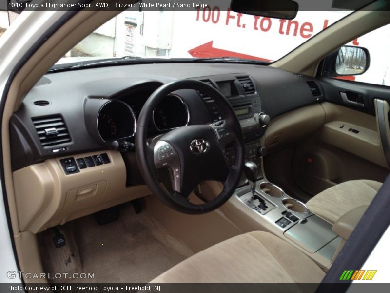 Blizzard White Pearl / Sand Beige 2010 Toyota Highlander Sport 4WD