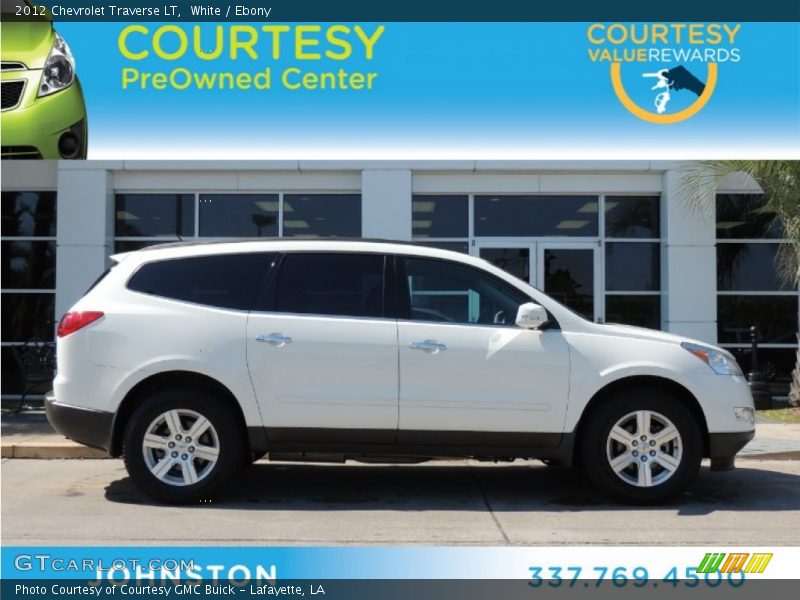 White / Ebony 2012 Chevrolet Traverse LT