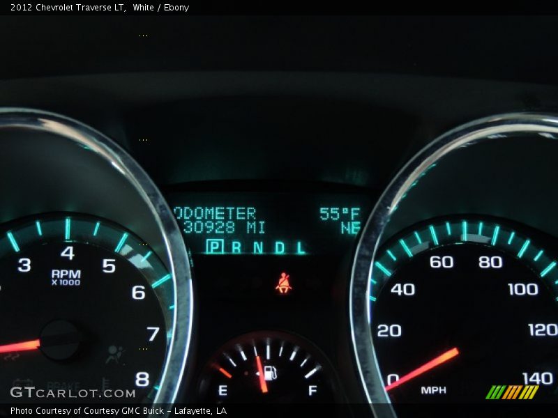 White / Ebony 2012 Chevrolet Traverse LT