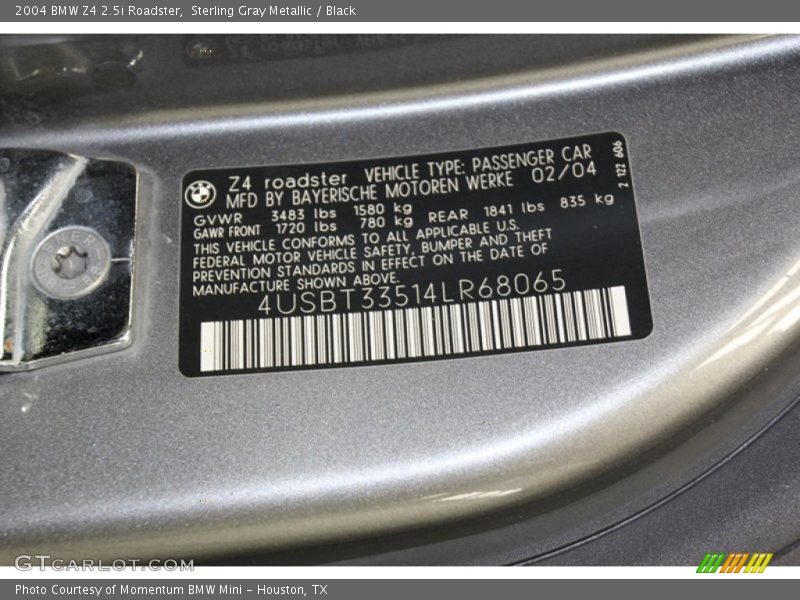 Sterling Gray Metallic / Black 2004 BMW Z4 2.5i Roadster