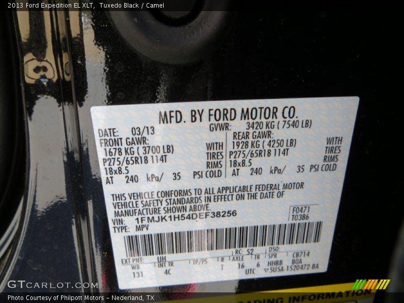 2013 Expedition EL XLT Tuxedo Black Color Code UH