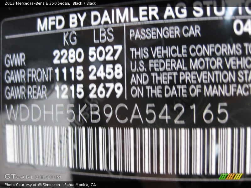 Black / Black 2012 Mercedes-Benz E 350 Sedan