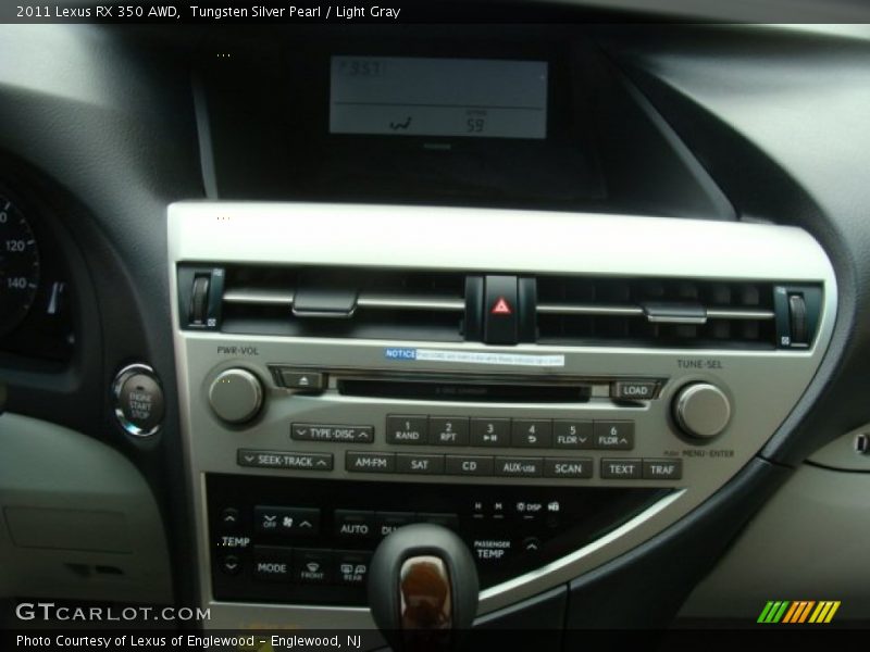 Tungsten Silver Pearl / Light Gray 2011 Lexus RX 350 AWD