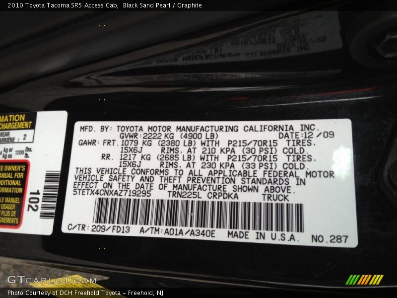 Black Sand Pearl / Graphite 2010 Toyota Tacoma SR5 Access Cab