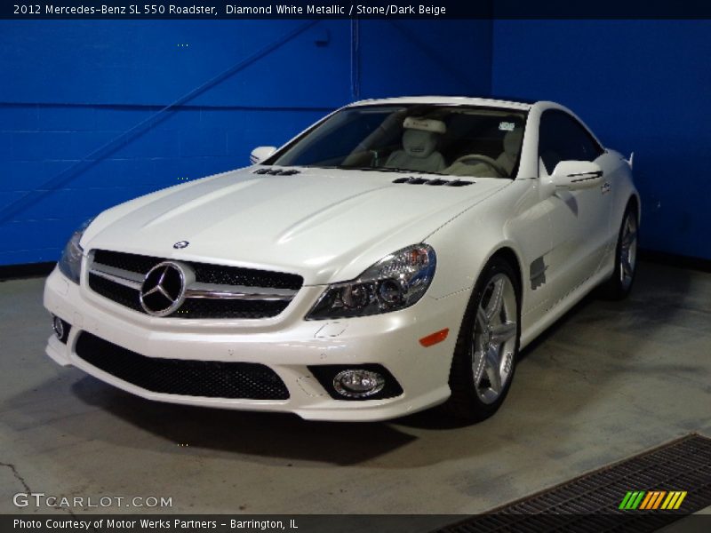 Diamond White Metallic / Stone/Dark Beige 2012 Mercedes-Benz SL 550 Roadster