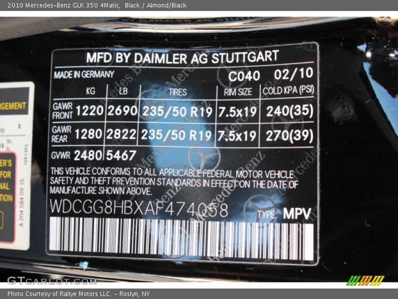 Black / Almond/Black 2010 Mercedes-Benz GLK 350 4Matic