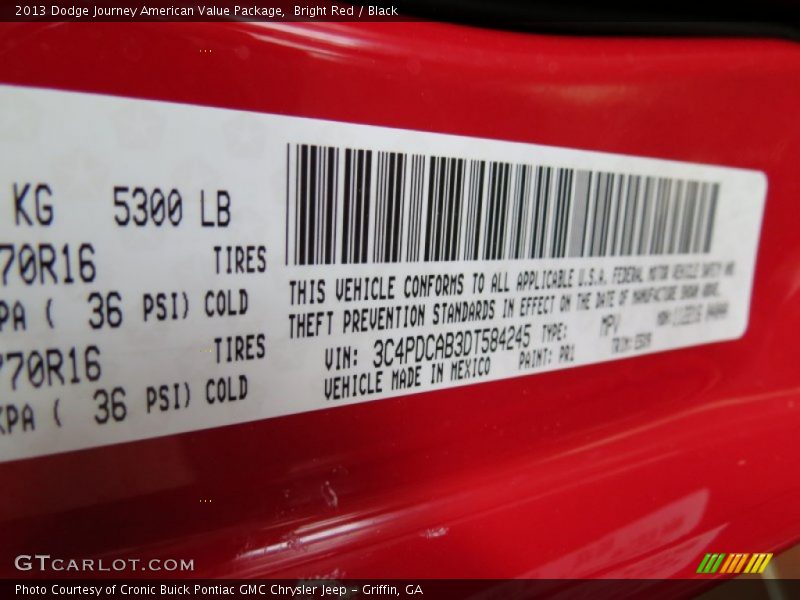 Bright Red / Black 2013 Dodge Journey American Value Package