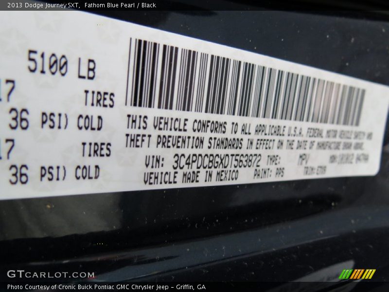 Fathom Blue Pearl / Black 2013 Dodge Journey SXT
