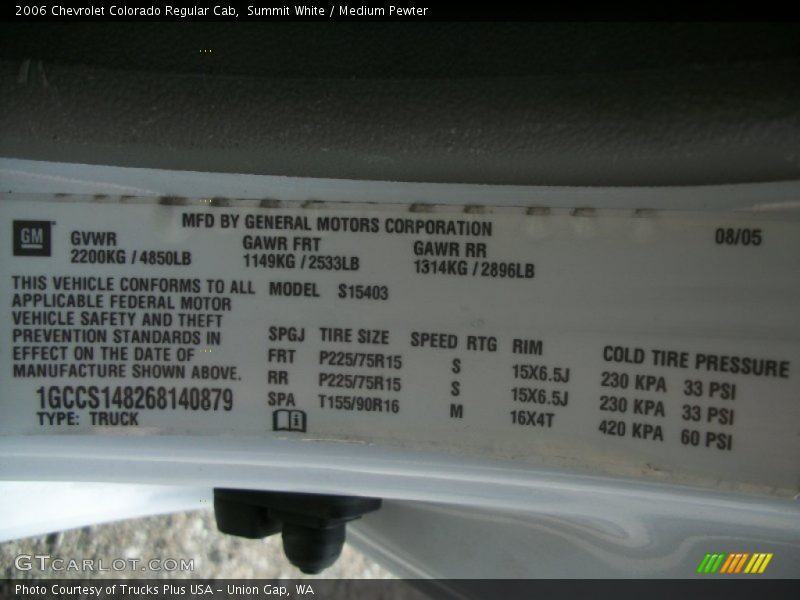 Summit White / Medium Pewter 2006 Chevrolet Colorado Regular Cab