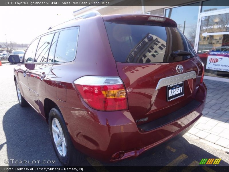 Salsa Red Pearl / Sand Beige 2010 Toyota Highlander SE 4WD
