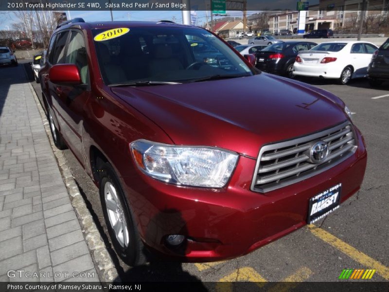 Salsa Red Pearl / Sand Beige 2010 Toyota Highlander SE 4WD