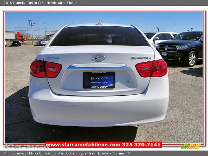 Nordic White / Beige 2010 Hyundai Elantra GLS