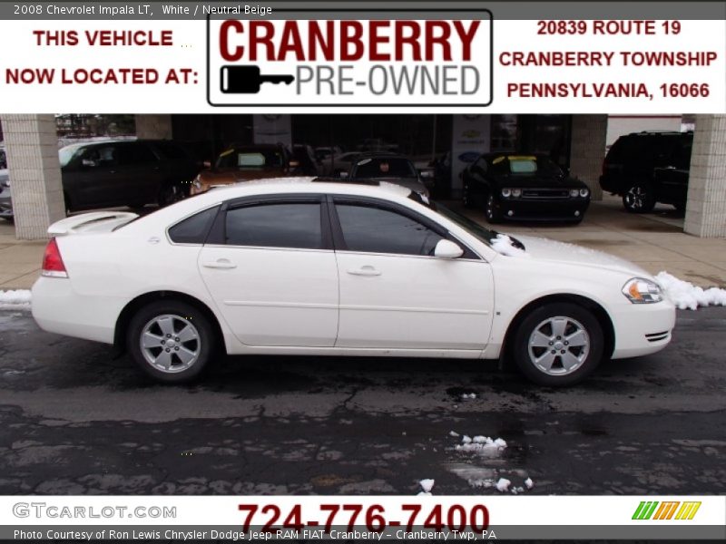 White / Neutral Beige 2008 Chevrolet Impala LT