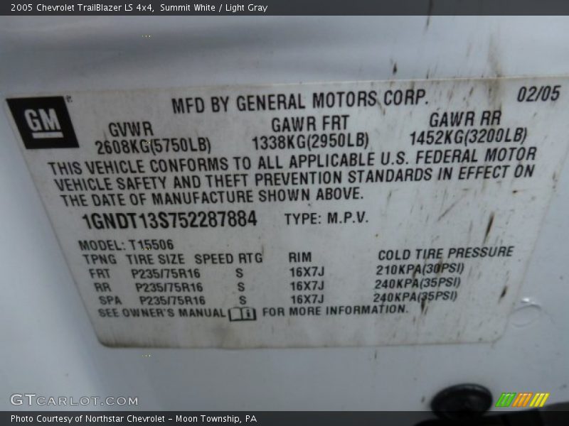 Summit White / Light Gray 2005 Chevrolet TrailBlazer LS 4x4