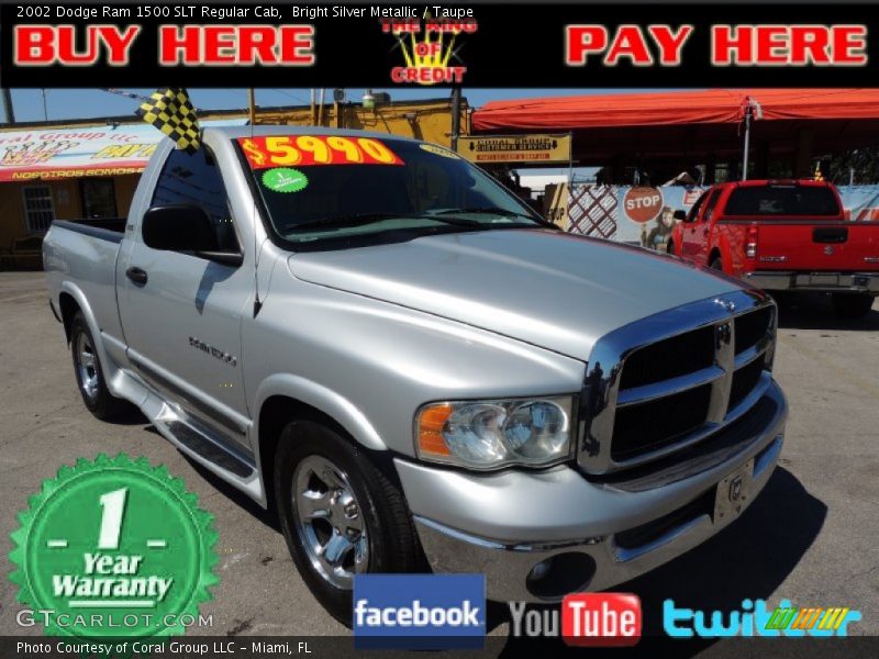Bright Silver Metallic / Taupe 2002 Dodge Ram 1500 SLT Regular Cab