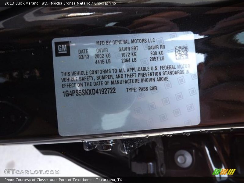 Mocha Bronze Metallic / Choccachino 2013 Buick Verano FWD