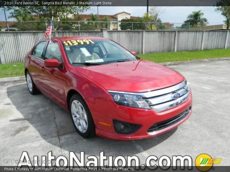 Sangria Red Metallic / Medium Light Stone 2010 Ford Fusion SE