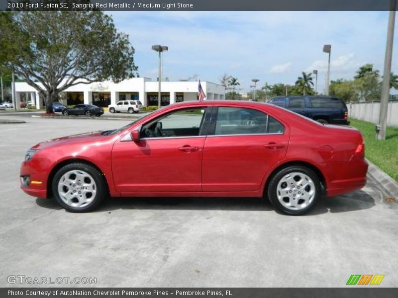 Sangria Red Metallic / Medium Light Stone 2010 Ford Fusion SE