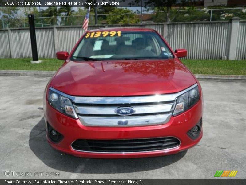 Sangria Red Metallic / Medium Light Stone 2010 Ford Fusion SE