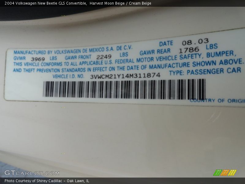 Harvest Moon Beige / Cream Beige 2004 Volkswagen New Beetle GLS Convertible
