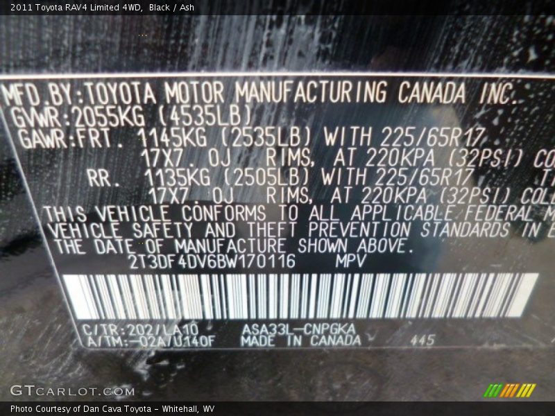 Black / Ash 2011 Toyota RAV4 Limited 4WD