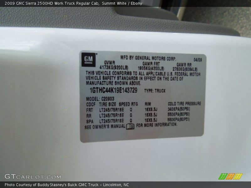 Summit White / Ebony 2009 GMC Sierra 2500HD Work Truck Regular Cab