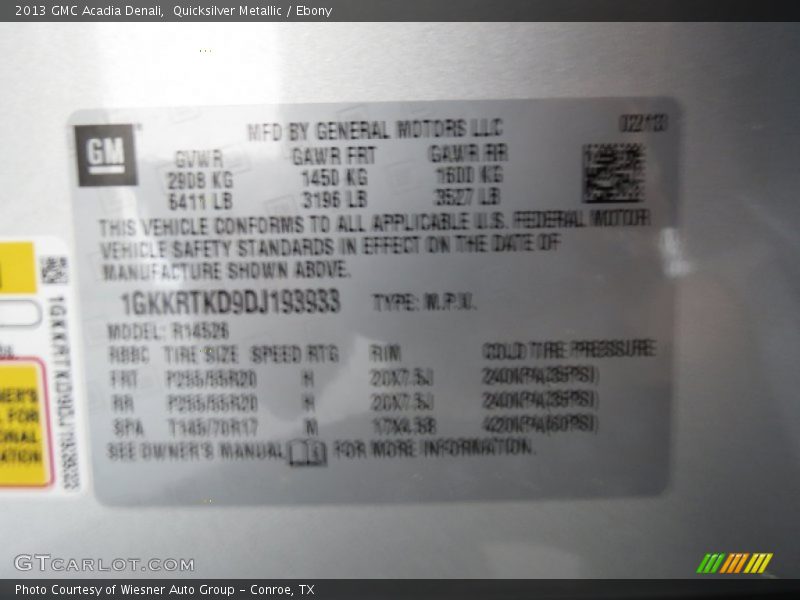 Quicksilver Metallic / Ebony 2013 GMC Acadia Denali