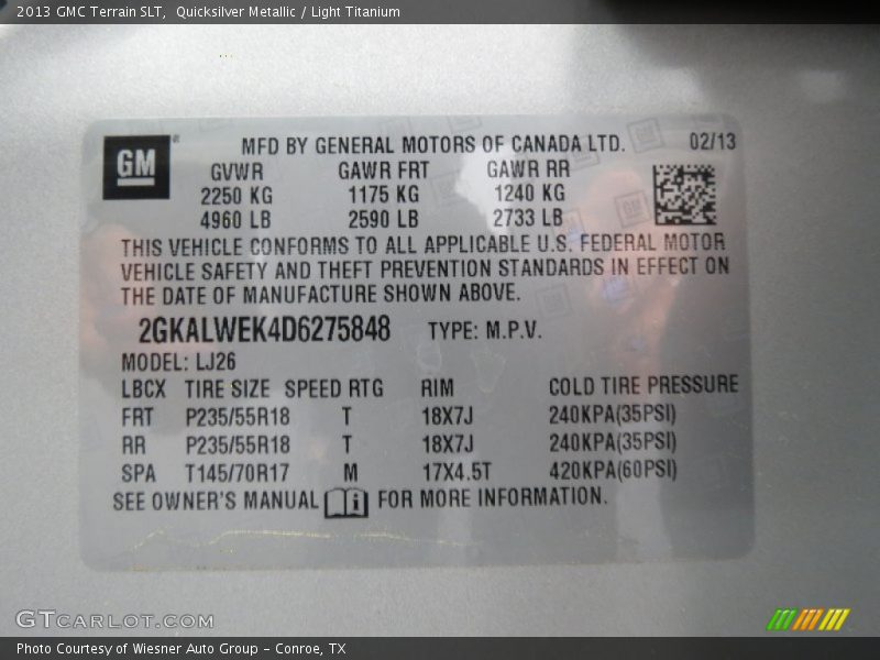 Quicksilver Metallic / Light Titanium 2013 GMC Terrain SLT
