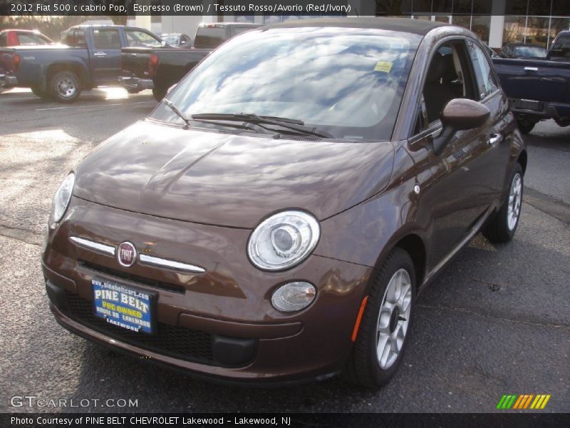 Espresso (Brown) / Tessuto Rosso/Avorio (Red/Ivory) 2012 Fiat 500 c cabrio Pop
