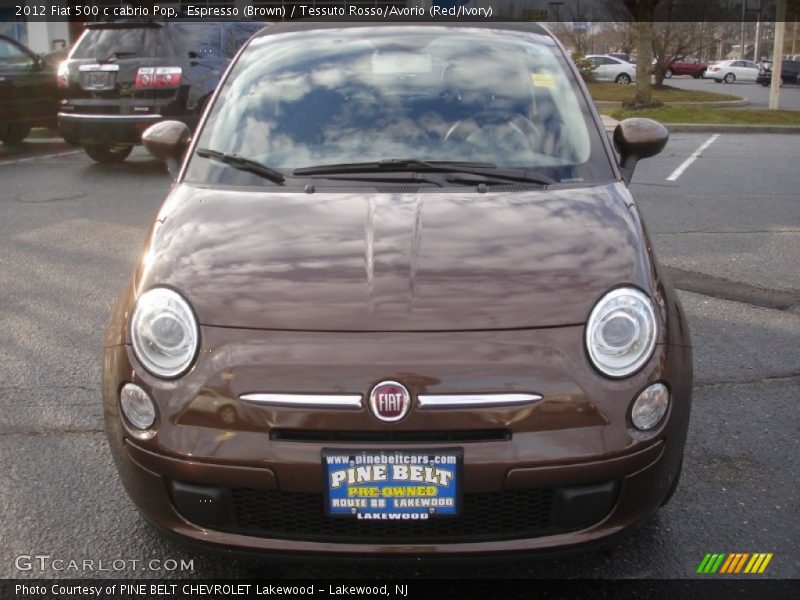 Espresso (Brown) / Tessuto Rosso/Avorio (Red/Ivory) 2012 Fiat 500 c cabrio Pop