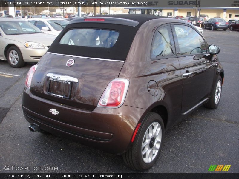 Espresso (Brown) / Tessuto Rosso/Avorio (Red/Ivory) 2012 Fiat 500 c cabrio Pop