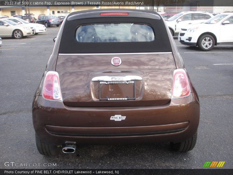 Espresso (Brown) / Tessuto Rosso/Avorio (Red/Ivory) 2012 Fiat 500 c cabrio Pop