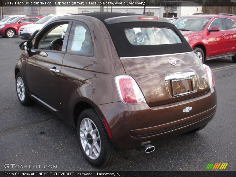 Espresso (Brown) / Tessuto Rosso/Avorio (Red/Ivory) 2012 Fiat 500 c cabrio Pop