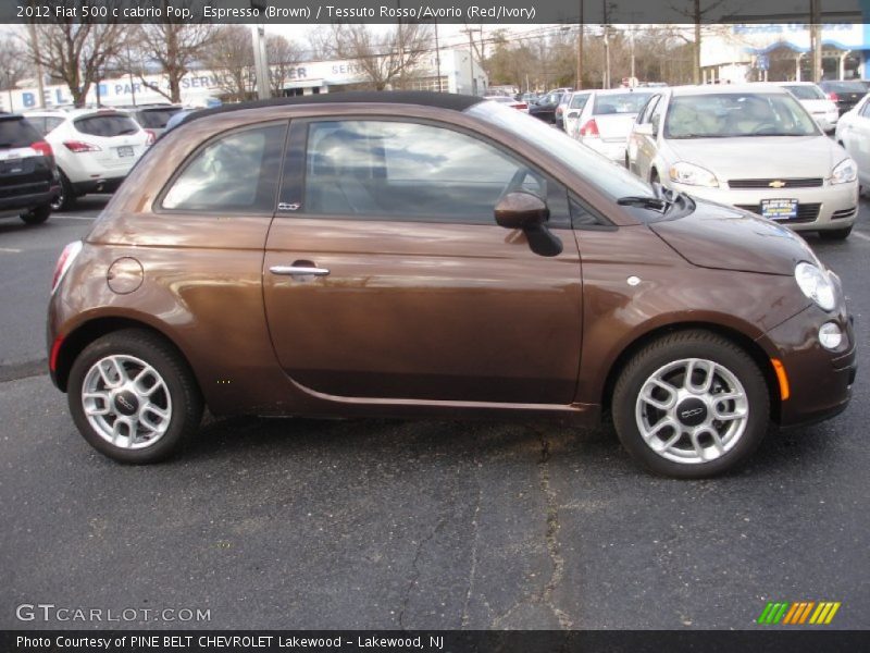 Espresso (Brown) / Tessuto Rosso/Avorio (Red/Ivory) 2012 Fiat 500 c cabrio Pop
