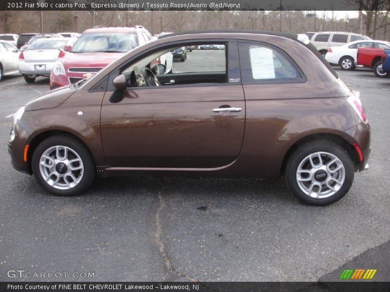 Espresso (Brown) / Tessuto Rosso/Avorio (Red/Ivory) 2012 Fiat 500 c cabrio Pop