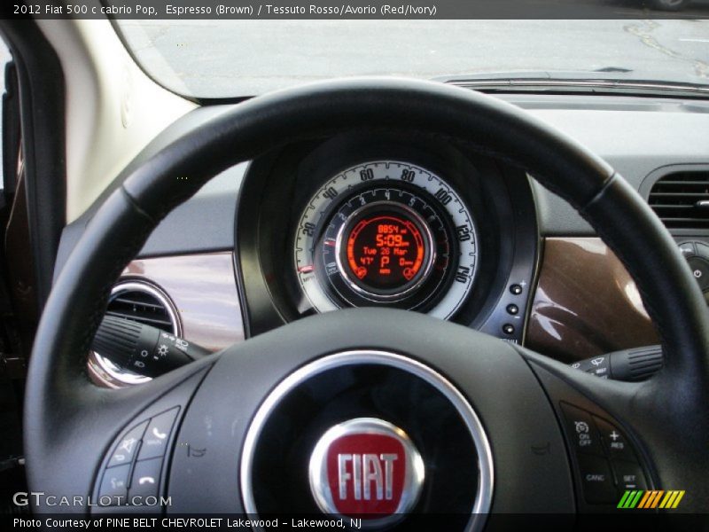 Espresso (Brown) / Tessuto Rosso/Avorio (Red/Ivory) 2012 Fiat 500 c cabrio Pop