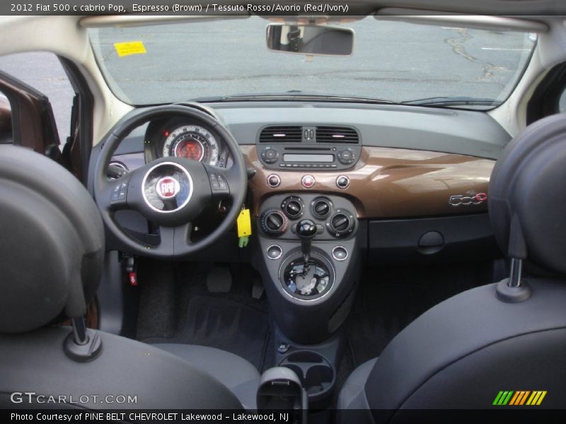Espresso (Brown) / Tessuto Rosso/Avorio (Red/Ivory) 2012 Fiat 500 c cabrio Pop