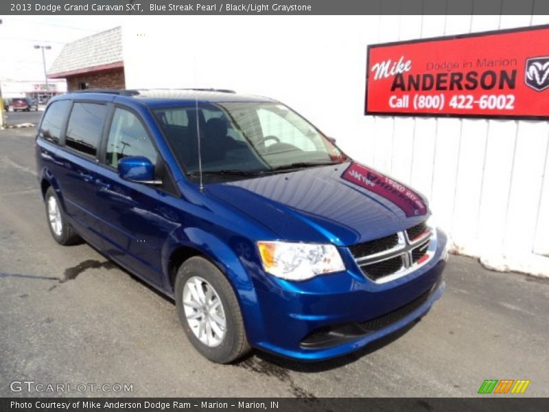 Blue Streak Pearl / Black/Light Graystone 2013 Dodge Grand Caravan SXT