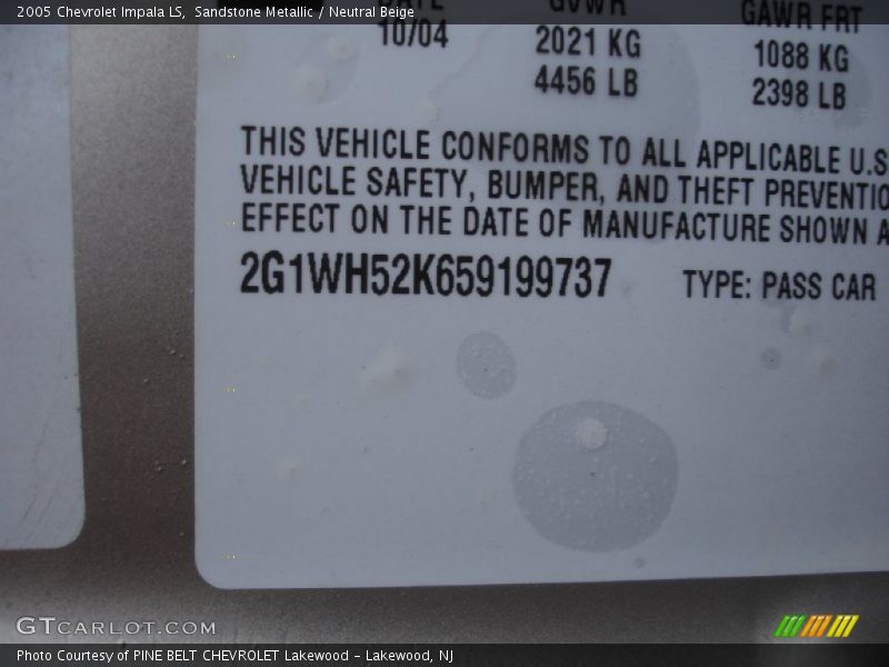 Sandstone Metallic / Neutral Beige 2005 Chevrolet Impala LS