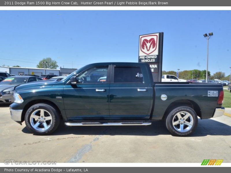 Hunter Green Pearl / Light Pebble Beige/Bark Brown 2011 Dodge Ram 1500 Big Horn Crew Cab